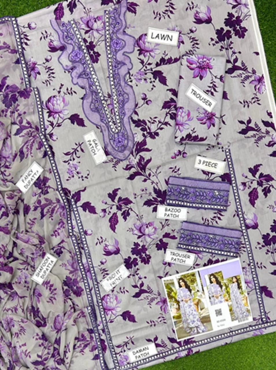 Aneela's Collection 3-piece unstitched lawn suit