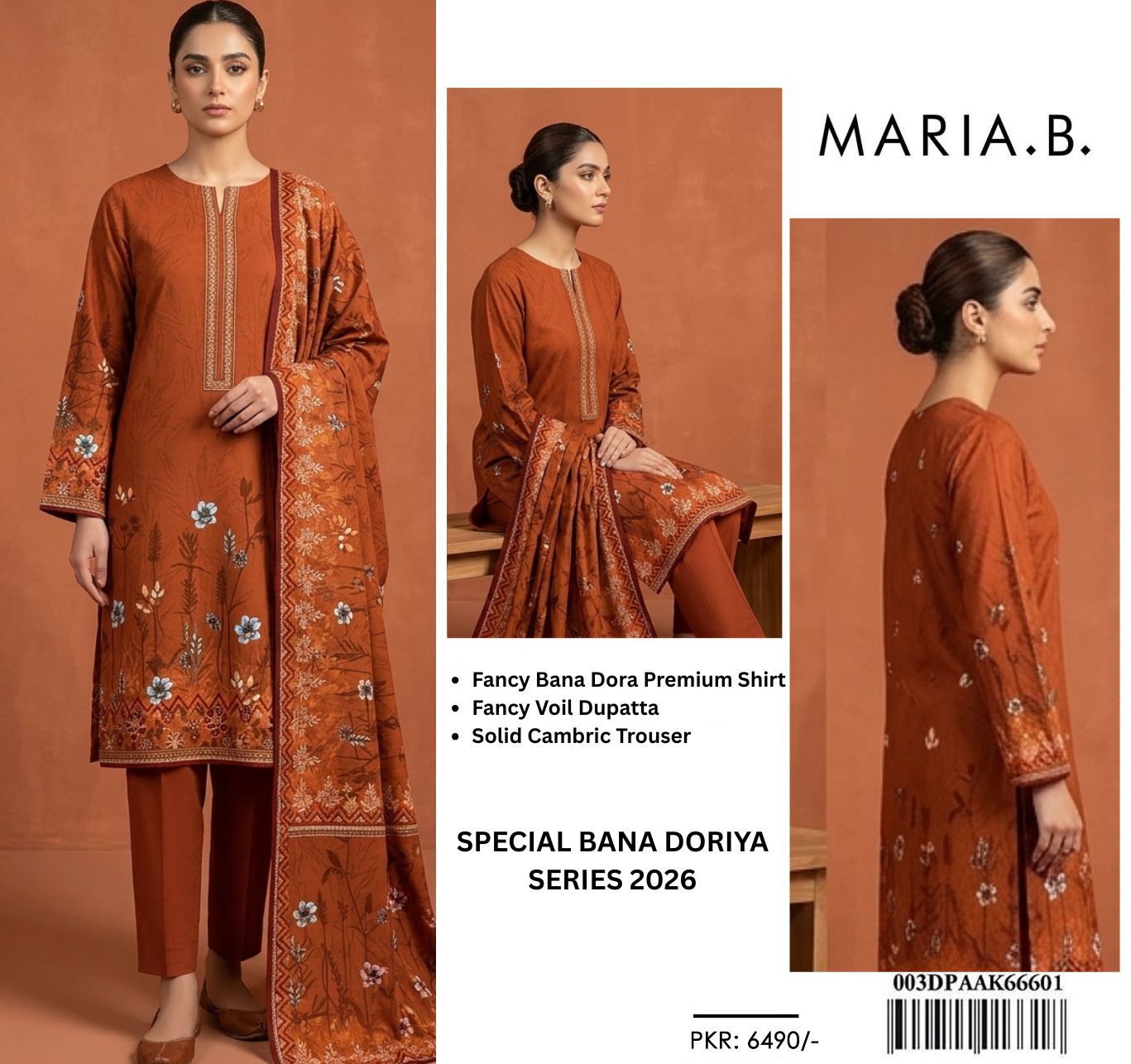 MARIA B BANA DORA LAWN 3PC SUIT