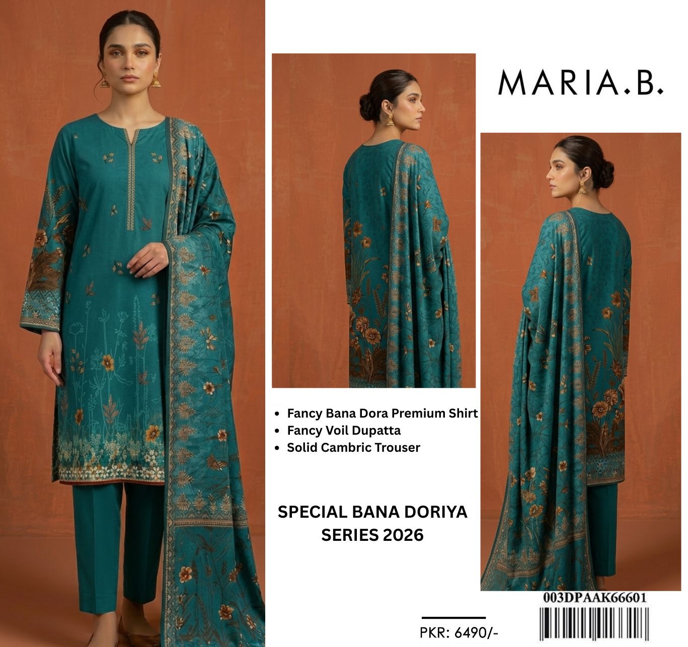 MARIA B BANA DORA LAWN 3PC SUIT