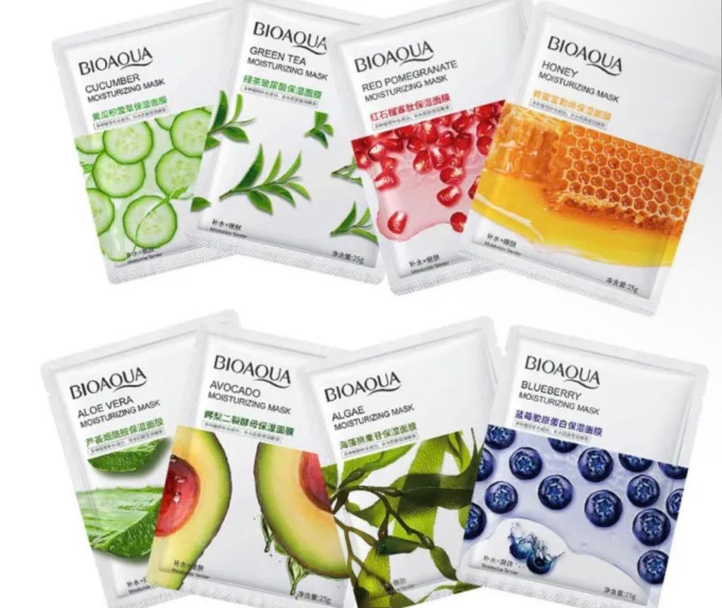 Bioaqua Fruit & Plant Extract Moisturizing Sheet Masks – 8 Varieties for All Skin Types