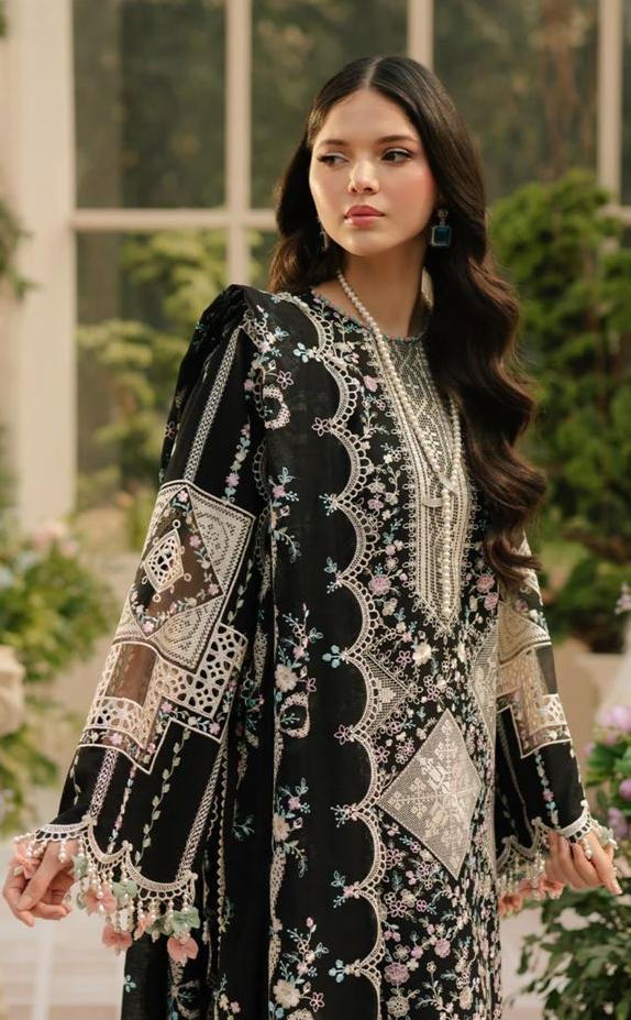 3-piece unstitched embroidered lawn suit from the Bin Ilyas Embroidered Luxury Lawn Collection