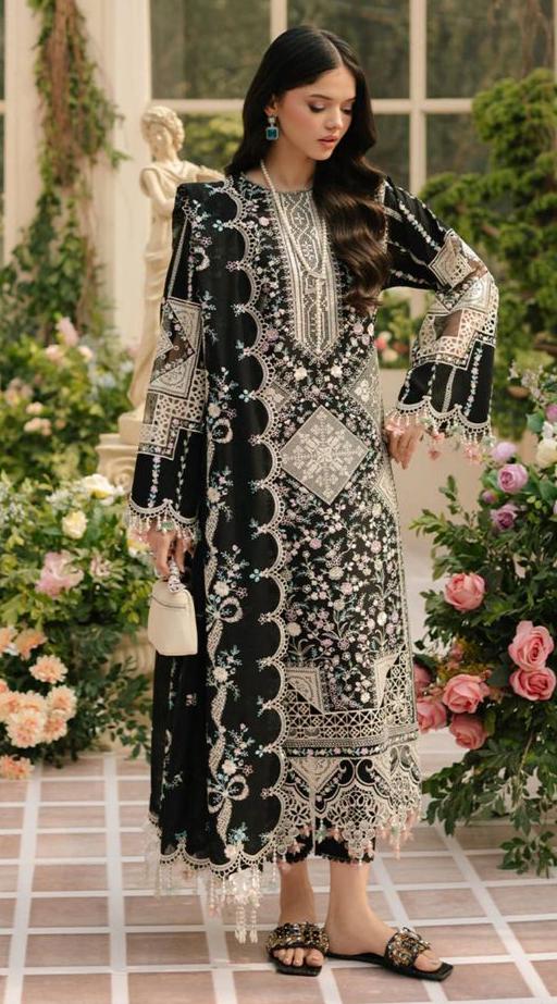 3-piece unstitched embroidered lawn suit from the Bin Ilyas Embroidered Luxury Lawn Collection