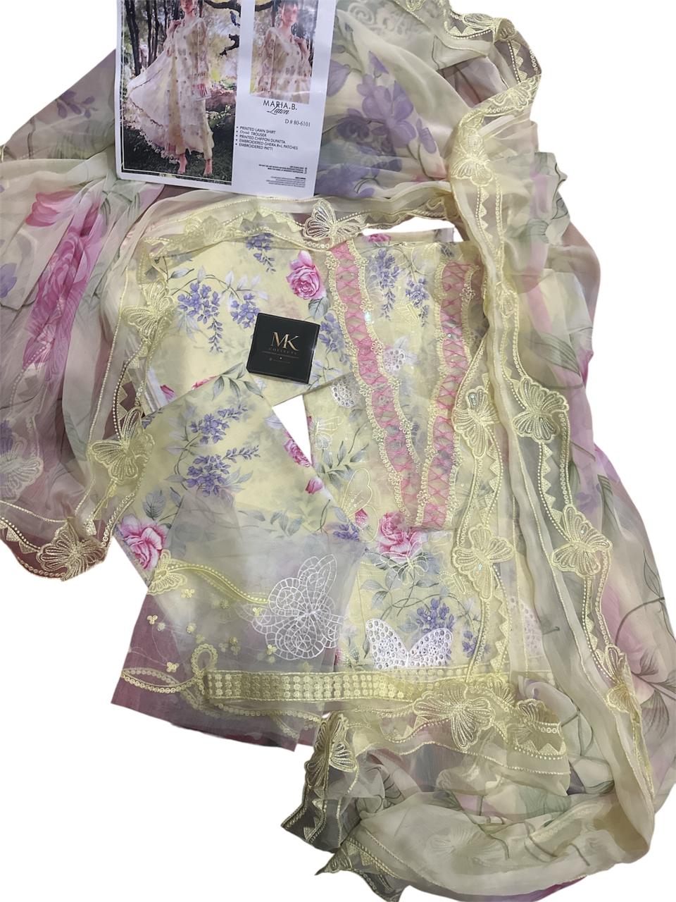 Maria B. MPrints Embroidered Lawn Unstitched 3Pc Suit (MPT-2901-B)