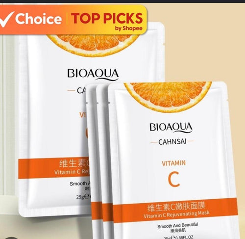 Bioaqua Vitamin C Rejuvenating Sheet Mask – Brightening & Dark Spot Fading for Glowing Skin
